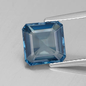 Topázio azul natural 2,72ct, corte esmeralda, VS