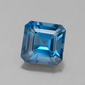 Topázio azul natural 2,85ct, corte esmeralda, VS