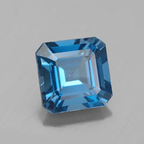 Topázio azul natural 2,85ct, corte esmeralda, VS