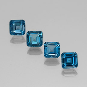 Pedras preciosas de topázio azul natural de  ct, corte esmeralda, VVS-VS