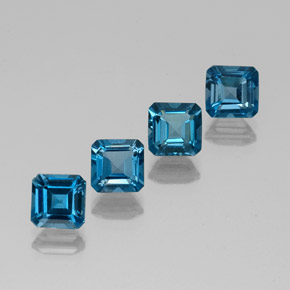 Pedras preciosas de topázio azul natural de  ct, corte esmeralda, VVS-VS