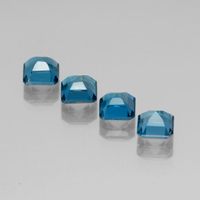 Pedras preciosas de topázio azul natural de  ct, corte esmeralda, VVS-VS