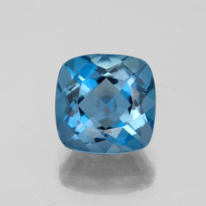Topázio azul natural 2,84ct, almofada cortada, VS