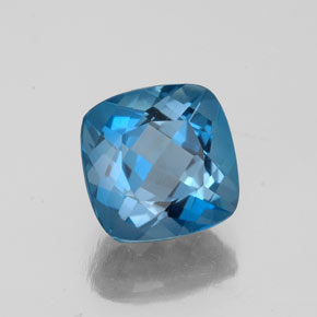 Topázio azul natural 2,84ct, almofada cortada, VS