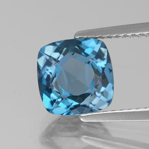 Topázio azul natural 2,68ct, almofada cortada, VS