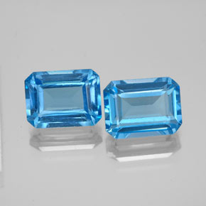 Pedras preciosas de topázio azul natural de  ct, corte esmeralda, VS