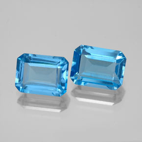 Pedras preciosas de topázio azul natural de  ct, corte esmeralda, VS