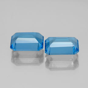 Pedras preciosas de topázio azul natural de  ct, corte esmeralda, VS