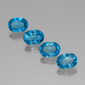 Pedras preciosas de topázio azul natural de 6,84 ct, corte oval, VVS-VS