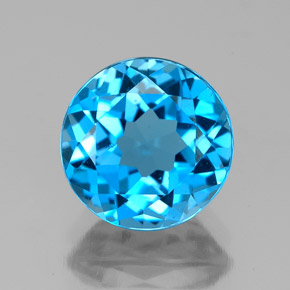 Topázio azul natural 3,10ct, corte redondo, VVS-VS