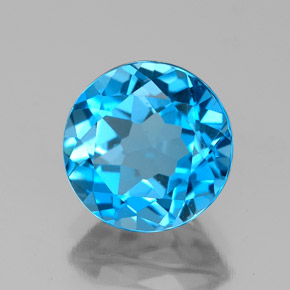 Topázio azul natural 3,10ct, corte redondo, VVS-VS