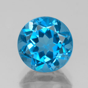 Topázio azul natural 3,75ct, corte redondo, VVS