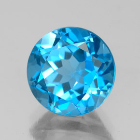 Topázio azul natural 3,75ct, corte redondo, VVS