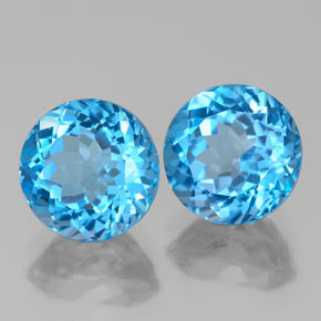 Pedras preciosas de topázio azul natural de  ct, corte redondo, VS