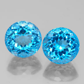 Pedras preciosas de topázio azul natural de  ct, corte redondo, VVS-VS