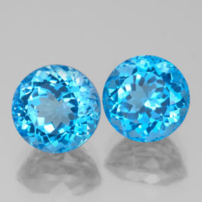 Pedras preciosas de topázio azul natural de  ct, corte redondo, VVS-VS
