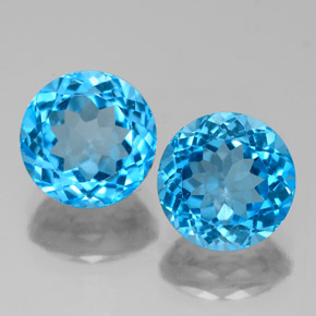 Pedras preciosas de topázio azul natural de  ct, corte redondo, VVS-VS