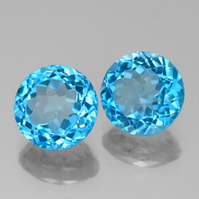 Pedras preciosas de topázio azul natural de  ct, corte redondo, VVS-VS