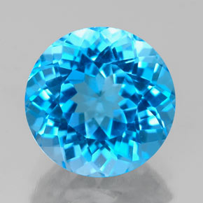Topázio azul natural 3,69ct, corte redondo, VVS