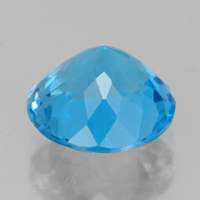 Topázio azul natural 3,69ct, corte redondo, VVS