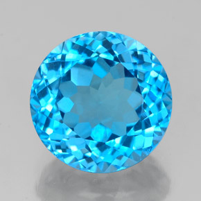 Topázio azul natural 3,48ct, corte redondo, VVS
