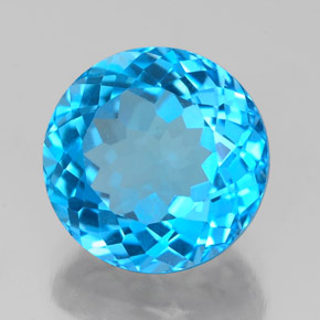 Topázio azul natural 3,48ct, corte redondo, VVS