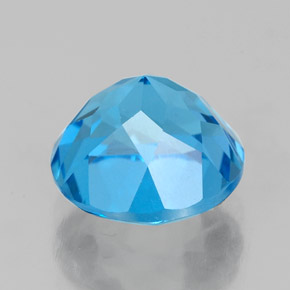 Topázio azul natural 3,86ct, corte redondo, VVS
