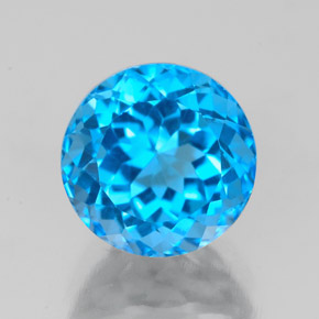 Topázio azul natural 3,16ct, corte redondo, VS