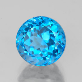 Topázio azul natural 3,16ct, corte redondo, VS