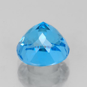 Topázio azul natural 3,16ct, corte redondo, VS
