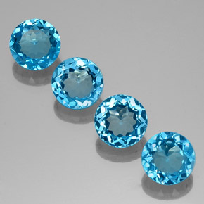 Pedras preciosas de topázio azul natural de  ct, corte redondo, VVS-VS