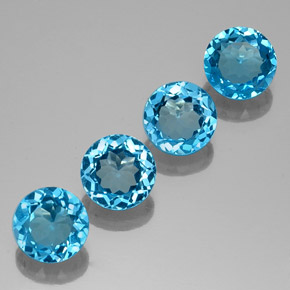 Pedras preciosas de topázio azul natural de  ct, corte redondo, VVS-VS