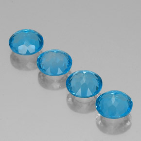 Pedras preciosas de topázio azul natural de  ct, corte redondo, VVS-VS