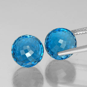 Pedras preciosas de topázio azul natural de 13,85 ct, esfera / bola, VVS-VS