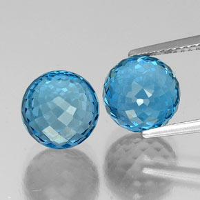 Pedras preciosas de topázio azul natural de 11,51 ct, esfera / bola, VVS-VS