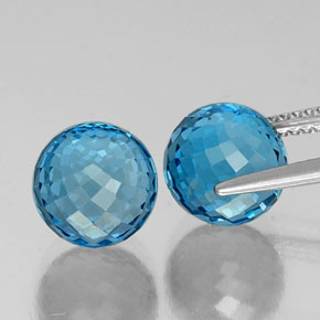 Pedras preciosas de topázio azul natural de 11,51 ct, esfera / bola, VVS-VS