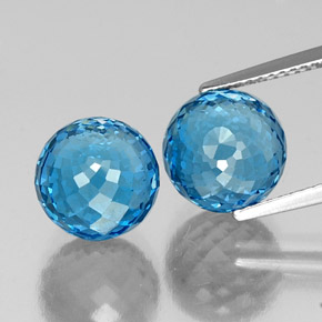Pedras preciosas de topázio azul natural de 14,32 ct, esfera / bola, VVS