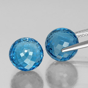 Pedras preciosas de topázio azul natural de 14,32 ct, esfera / bola, VVS