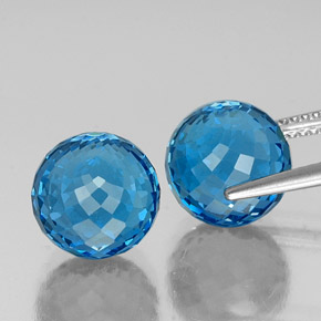 Pedras preciosas de topázio azul natural de  ct, esfera / bola, VS