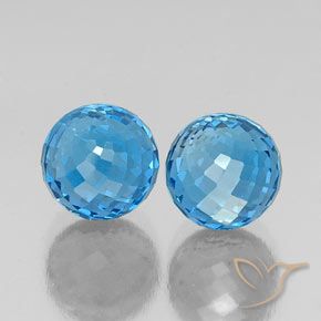 Pedras preciosas de Topázio Azul Suíço natural de 12.66 ct, Esfera / Bola, VS