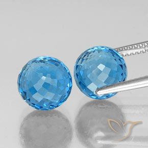 Pedras preciosas de Topázio Azul Suíço natural de 12.66 ct, Esfera / Bola, VS