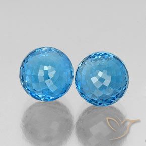Pedras preciosas de Topázio Azul Suíço natural de 13.04 ct, Esfera / Bola, VS