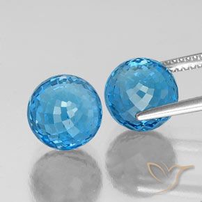 Pedras preciosas de Topázio Azul Suíço natural de 13.04 ct, Esfera / Bola, VS
