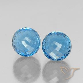 Pedras preciosas de Topázio Azul Suíço natural de 11.95 ct, Esfera / Bola, VS