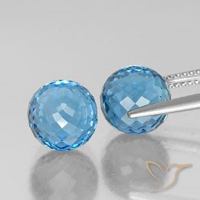 Pedras preciosas de Topázio Azul Suíço natural de 11.95 ct, Esfera / Bola, VS