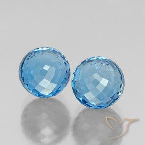 Pedras preciosas de Topázio Azul Suíço natural de 12.13 ct, Esfera / Bola, VVS-VS