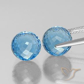 Pedras preciosas de Topázio Azul Suíço natural de 12.13 ct, Esfera / Bola, VVS-VS