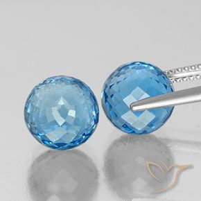 Pedras preciosas de Topázio Azul Suíço natural de 13.29 ct, Esfera / Bola, VVS-VS