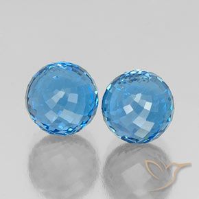 Pedras preciosas de topázio azul natural de 13,20 ct, esfera / bola, VVS-VS