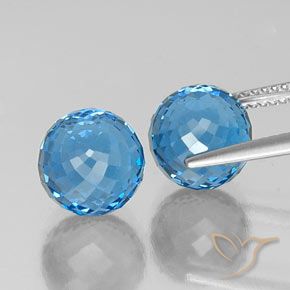 Pedras preciosas de topázio azul natural de 13,20 ct, esfera / bola, VVS-VS